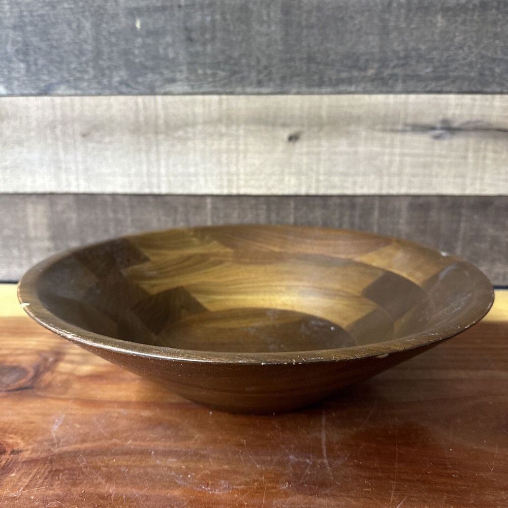 Vintage Ozark Walnutware Wood Salad Bowl 12”